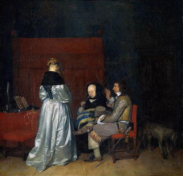 Gerard ter Borch the Younger Three Figures conversing in an Interior, known as The Paternal Admonition oil painting picture